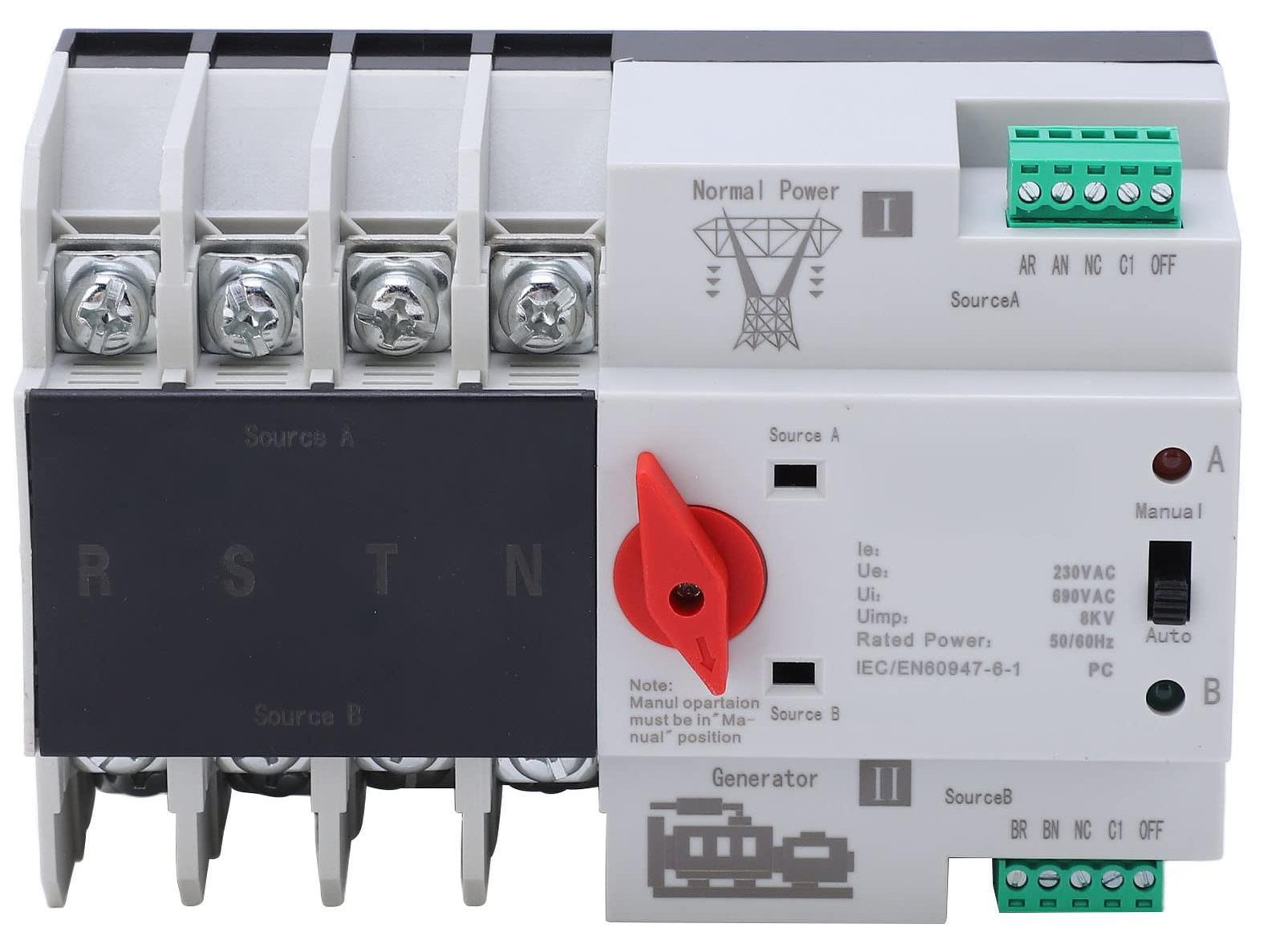 Lustrens 4P Dual Power Automatische Omschakelaar AC230V (125A)