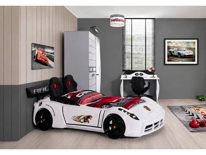 JVmoebel Autobett Autobett Rennwagen Kinderbett Sportwagen Design Jugendzimmer (3-tlg), Made in Europa