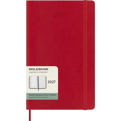 Moleskine 12 Monate Wochen Notizkalender 2027, Large/A5, 1 Wo = 1 Seite, rechts linierte Seite, Weicher Einband, Scharlachrot