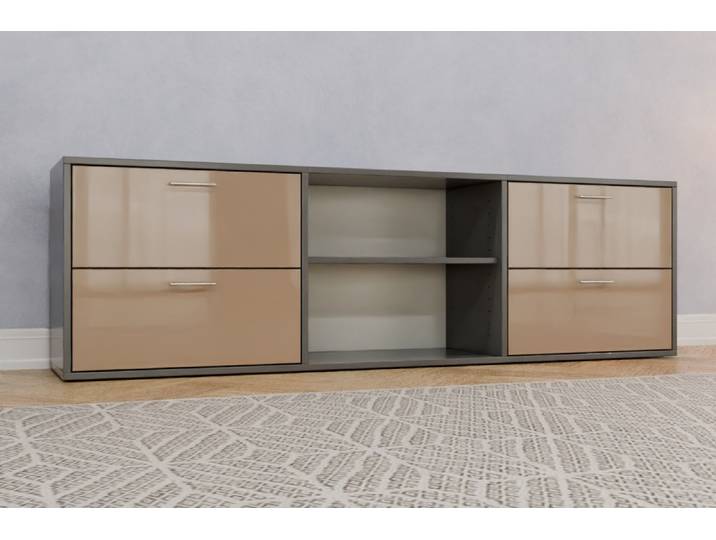 Wohnzimmer TV-Board nach Maß - RAL 1019 Graubeige - 59x198x40cm - Individuell konfigurieren