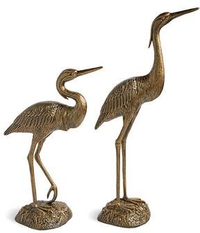 Garden Heron Statues, Set Of 2 - Bronze - Grandin Road