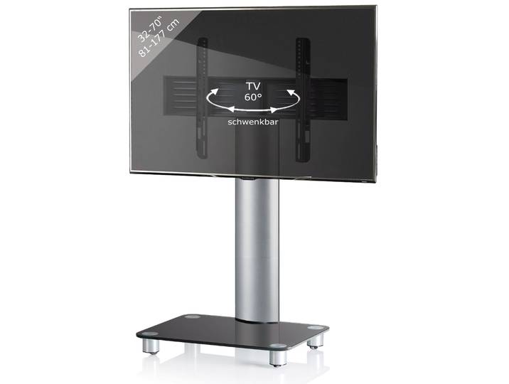 Wohnzimmertisch VCM TV Standfuß Glas Fernseh Rollen Ständer Fuß Tosal , schwarz (schwarzglas), B:60cm T:44cm, Regale, TVRack
