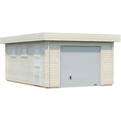 Palmako Garage Rasmus 19,0 m2 - 44 mm - mit Sektionaltor naturbelassen