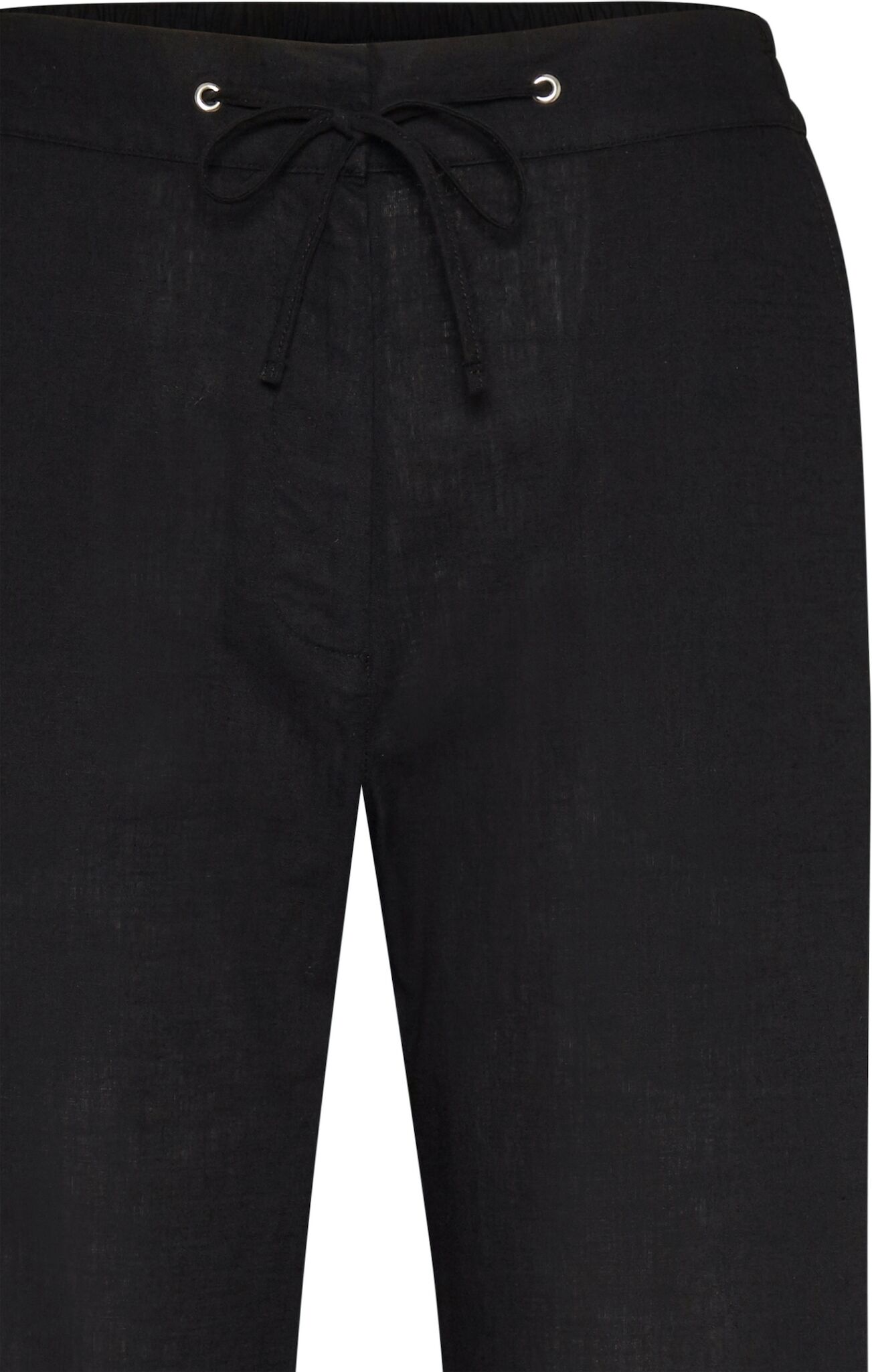 Stoffhose BUGATTI, Damen, Gr. 46, Normalgrössen, schwarz, 50% Baumwolle, 50% Leinen, normal, Hosen Stoffhose, mit Kordelzug und elastischem Bund schwarz 46, Normalgrössen