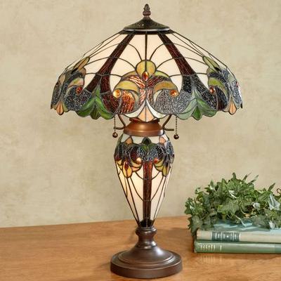 Touch of Class Clavillia Stained Glass Table Lamp Hunter Green , Hunter Green
