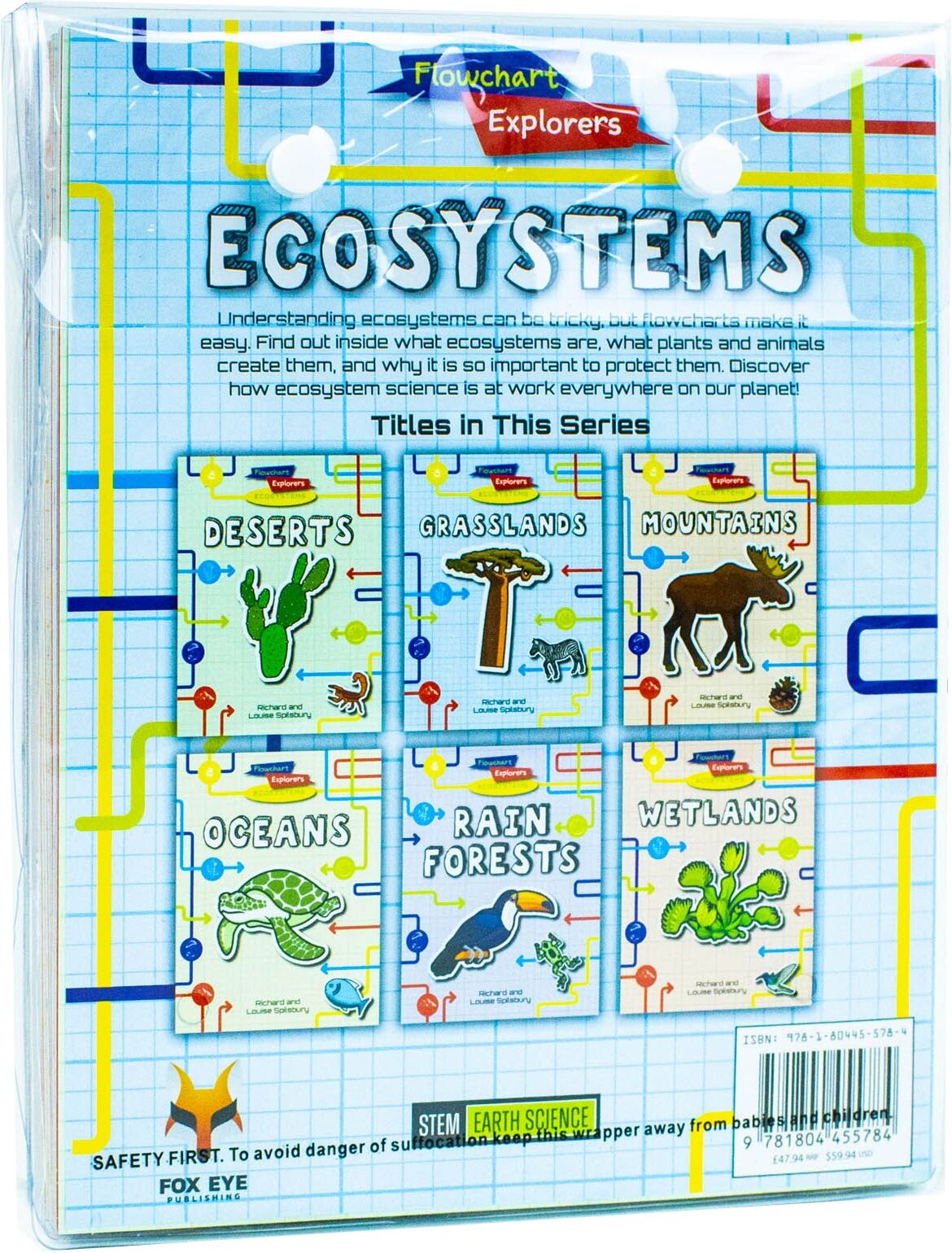 Fox Eye Publishing Flowchart Explorers Ecosystems 6 Books Set by Richard and Louise Spilsbury - Paperback - Ages 7-11 - Deserts, Oceans, Rainforests & More - Geography