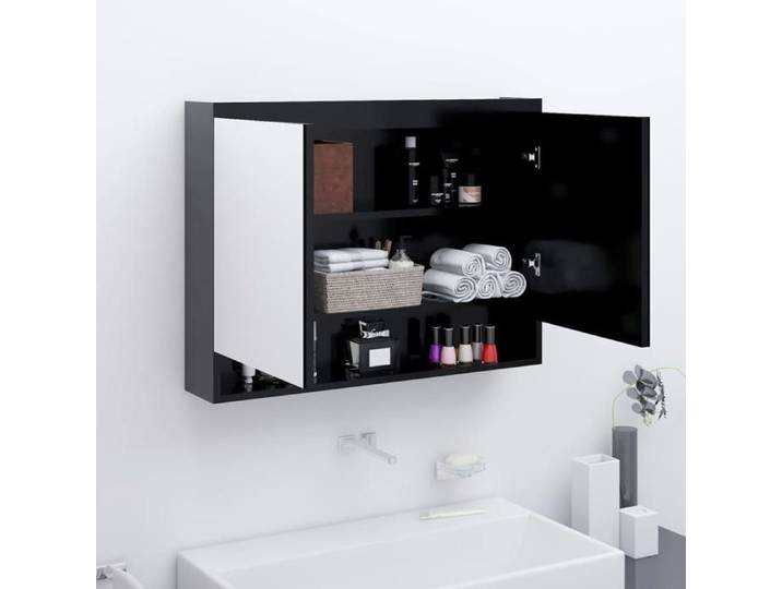 SALE 2026  Armoire de salle de bain Anthracite - Armoire à miroir de salle de bain 80x15x60cm MDF anthracite PRO736901414