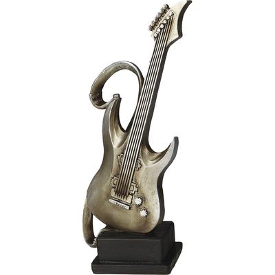 Dekofigur AMBIENTE HAUS "Gitarre Figur M", silber (antik, silberfarben), B:11cm H:22cm T:6cm, Polyresin, Dekofiguren