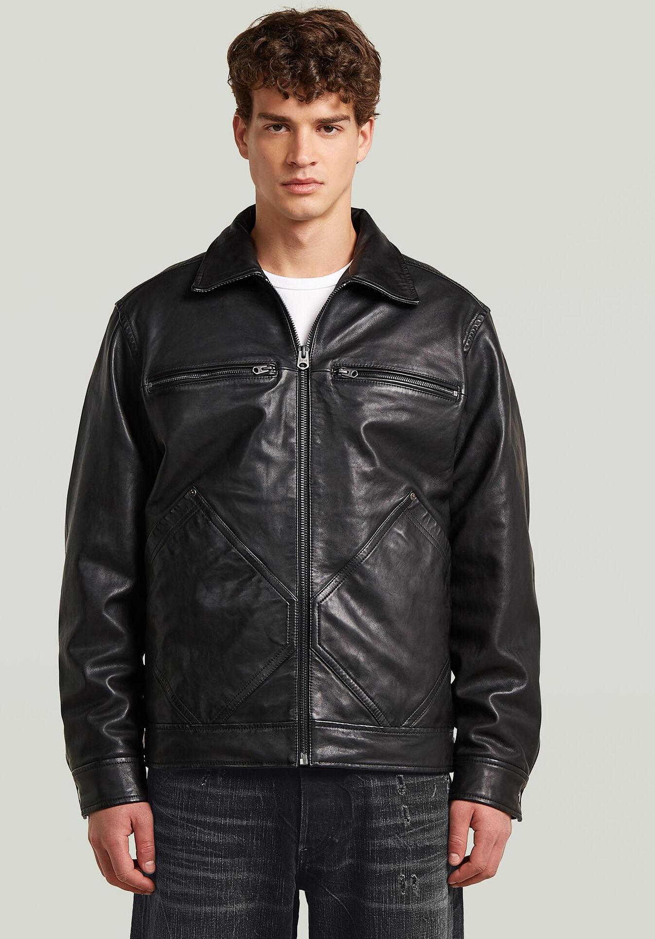 Bomberjacke G-STAR "Leather Bomberjacke", Herren, Gr. S, dk schwarz, Obermaterial: 100% Leder, Jacken Bomberjacke