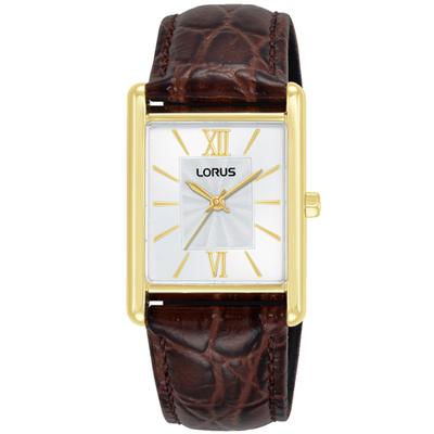 Quarzuhr LORUS, braun, weiß, goldfarben, Armbanduhren, Damen, Quarzuhr, Armbanduhr, Damenuhr, Lederarmband, analog