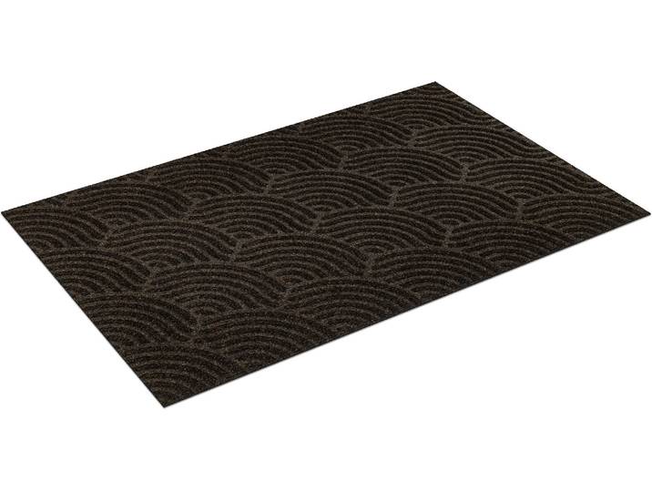 Teppich Waves , braun (schwarz, braun), B:60cm H:8mm L:90cm, Polyester, WASH+DRY BY KLEEN-TEX, Teppiche, Teppich, In- und Outdoor geeignet, waschbar, Wohnzimmer
