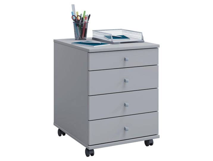 P & B Rollcontainer, Grau, Holzwerkstoff, 4 Schublade(n) Schubladen, 42x57x50 cm, Büromöbel, Container, Rollcontainer