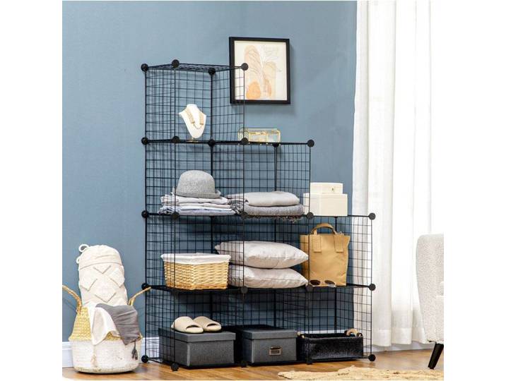 Étagère modulable AESVAR en métal noir rangement à assembler 109 x 37 x 109 cm