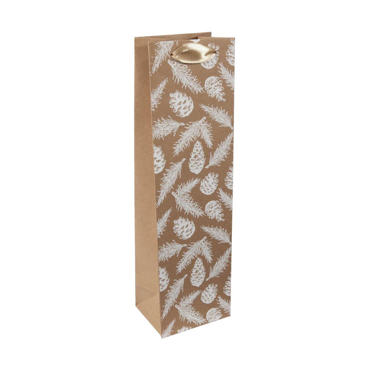 SIGEL Geschenktüten für Flaschen Pine cones and pine branches Large braun 10,0 x 35,0 cm, 5 St.