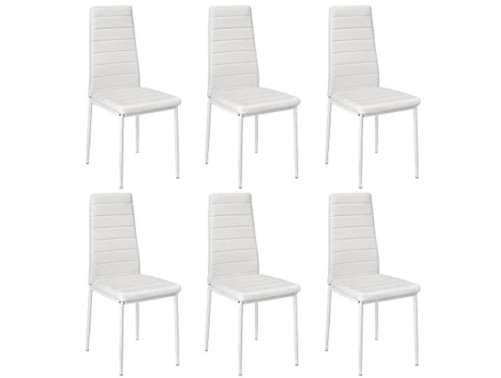 Supfine Esszimmerstühle 6er Set, Kunstleder-Bezug, Bequemer Polsterstuhl - SGS Geprüfter Polsterstuhl - Moderner Küchenstuhl, Stuhl Esszimmer für Esstisch (6, Weiß, 48x42x97cm)