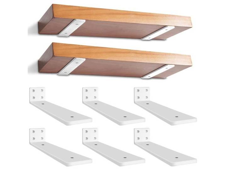 Supports d'étagère Flottants Lot de 6 Lot de 30 cm Métal Robuste Blanc