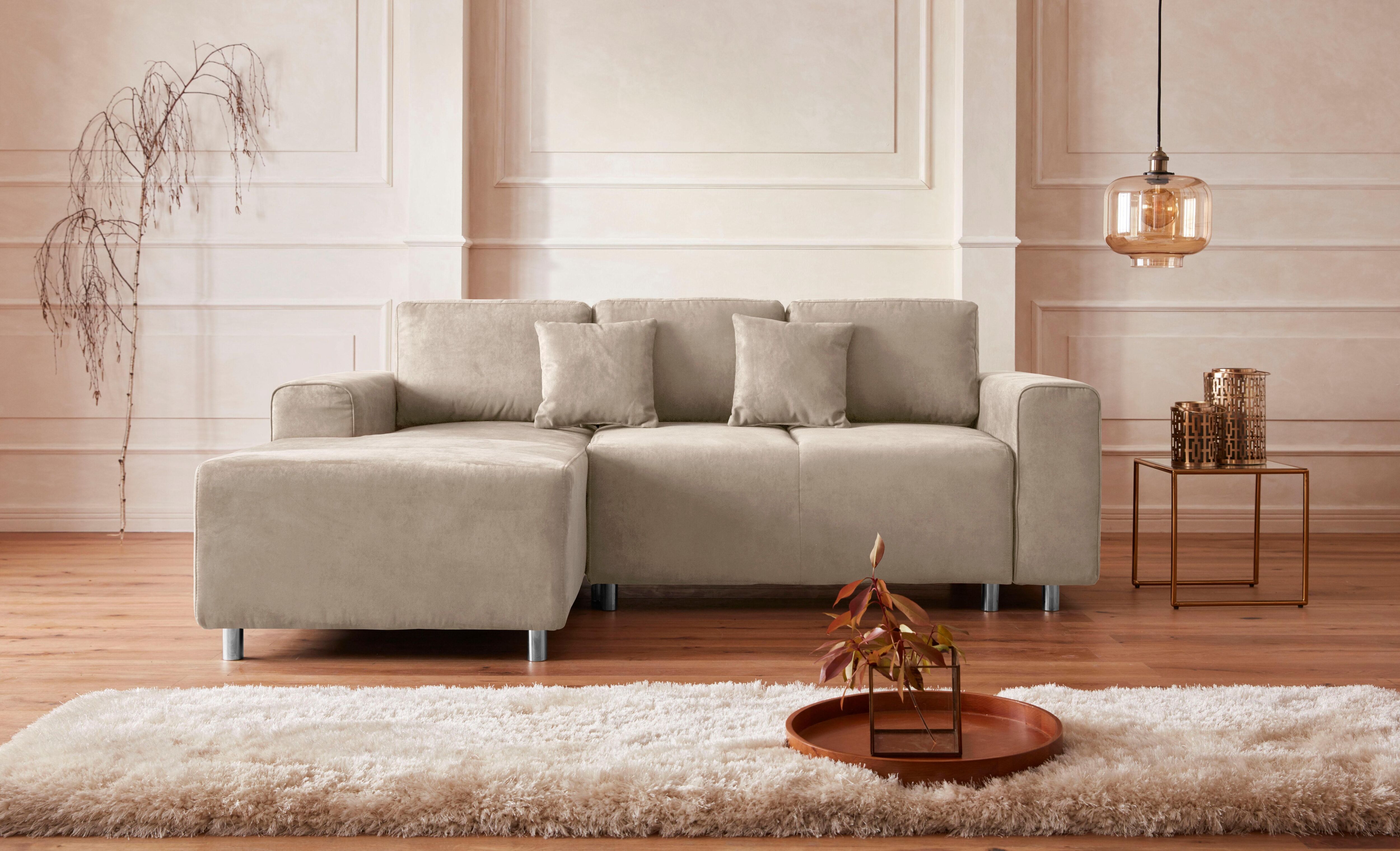 Ecksofa HOME AFFAIRE "Györ", beige (beige 1), B:235cm H:88cm T:160cm, Microfaser (100% Polyester);Luxus-Microfaser Lederoptik (100% Polyester);Struktur (100% Polyester);Samtoptik (100% Polyester);Struktur weich (100% Polyester), Sofas, Ecksofa, L-Form, wa