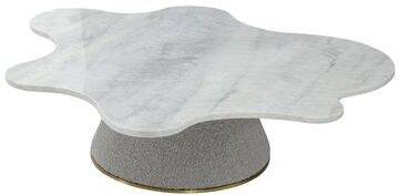Pasargad Home Simona Marble Top Coffee Table, Silver