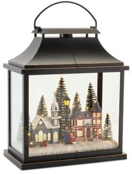 "LED Lantern Scene with Village and Carolers 16""H by Melrose in Black Gold Red (Size ONE SIZE)"
