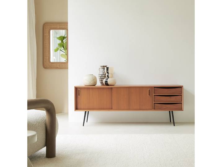 TV Schrank aus Mahagoni 155 cm Simen - Natur - Mahogany