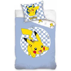 Procos, Kinderbettwäsche, Pokémon Karierter Bettbezug 140×200cm, 70×90 cm (200 x 140 cm, 90 x 70 cm)