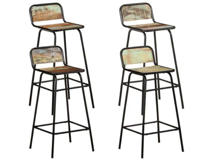 VIHHQGC 4er Set Barhocker aus Altholz Massivholz mit Stahlgestell Fußstütze, handgefertigt, recyceltes Massivholz, Stahlgestell, 110 kg belastbar
