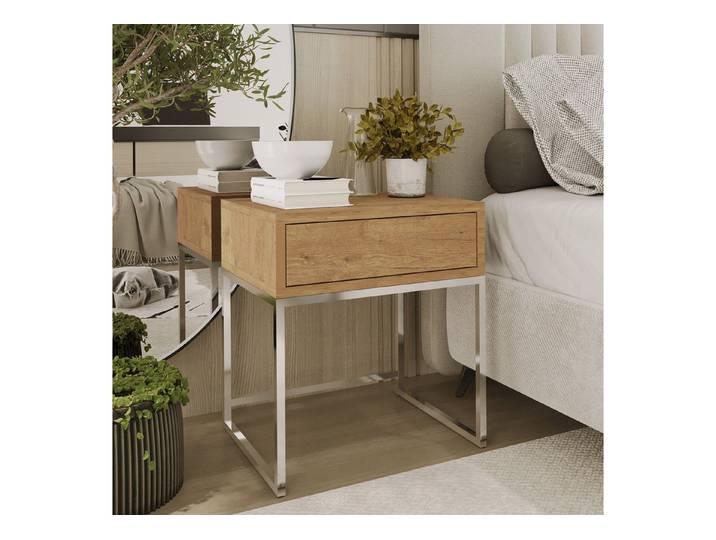 Design Möbel Nachttisch Moderner Nachttisch Glamour mit Schublade Schlafzimmer Metallgestell