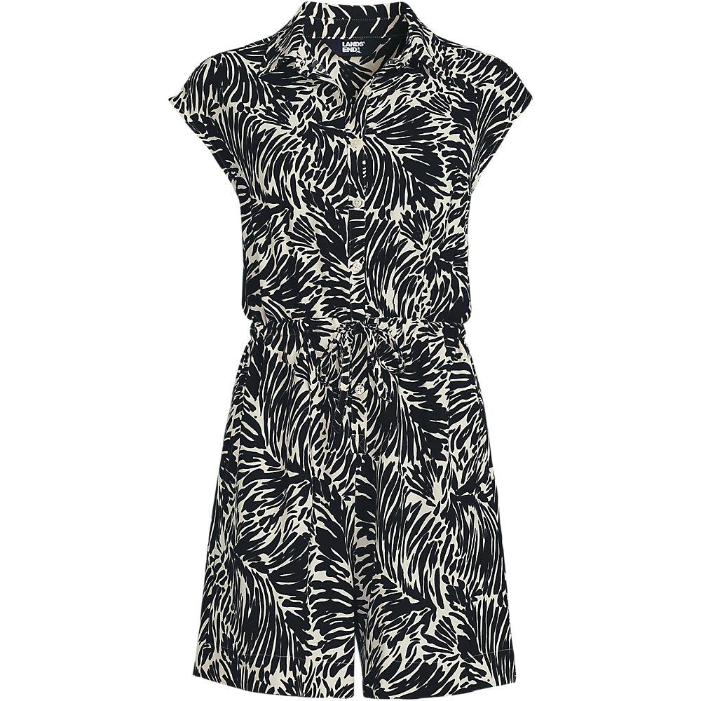 Kurzer Jumpsuit Knitterfrei für Damen, Damen, size: regular, Schwarz, Polyester, by Lands' End