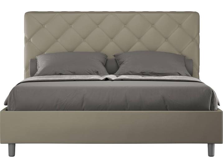 ITYHOME - Lit double coffre rembourré 140x210 similicuir cappuccino Priya