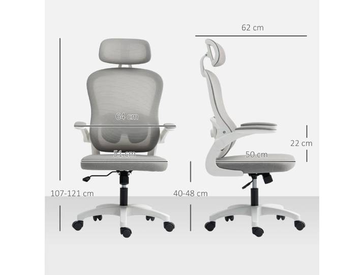 Chaise de bureau ergonomique avec appuie-dos en tissu réseau réglable en hauteur appuie-bras pliable 5 rouleaux fonction de ba