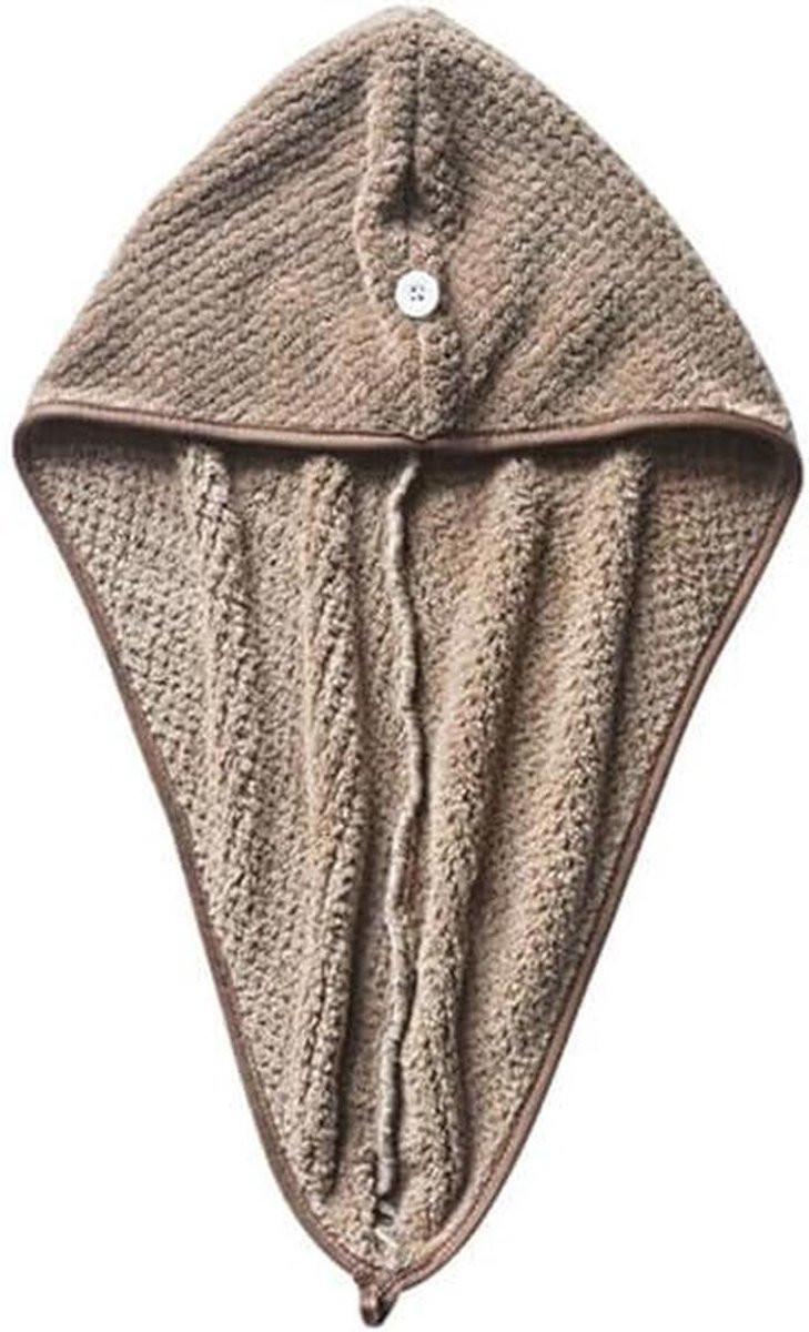 Merkloze badstof handdoek voor het drogen van je haar in de kleur koffie