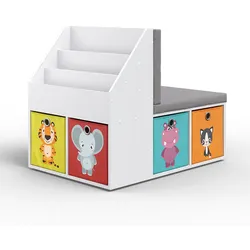 VICCO Kinderregal ONIX mit Sitzbank 6 Faltboxen Kindersitzbank Kinderzimmerregal