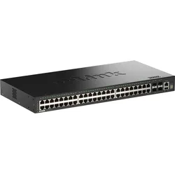 D-Link 48 Ports GE + 4 Ports 10G (52 Ports), Netzwerk Switch, Schwarz
