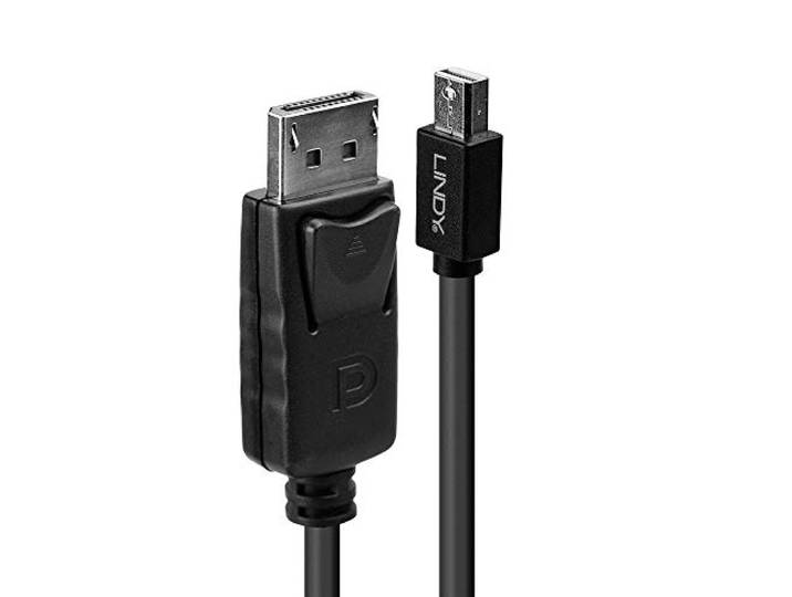 LINDY Mini DisplayPort-stekker naar DisplayPort-stekker, zwart, 2 m