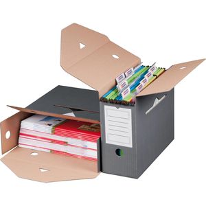 Smartboxpro Archivbox 226161310, A4, 120mm Füllhöhe, grau, für Hängeregister, 10 Stück