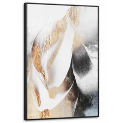 LEINWAND Bilder mit Rahmen - Luxus - Abstrakt - Gold - Weiß - 100x150