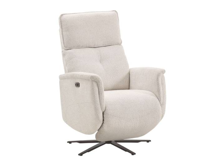 Fauteuil relax électrique pivotant têtière manuelle tissu gris clair