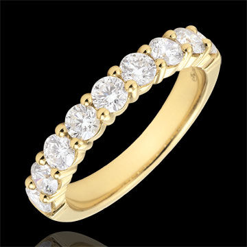 Edenly Trauring Gelbgold HalbpavÃ© - Krappenfassung - 1 Karat - 9 Diamanten