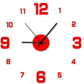Uplifted Goods DIY Frameless Wall Clock Decal For Home & Office red