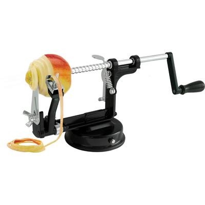 Apfelschäler GEFU "DELICIO", schwarz, B:10,5cm H:12,3cm L:25cm, Aluminium, Edelstahl, Küchenschneider, Apfelschäler, 3-in-1 Funktion, mühelos, kompakt.