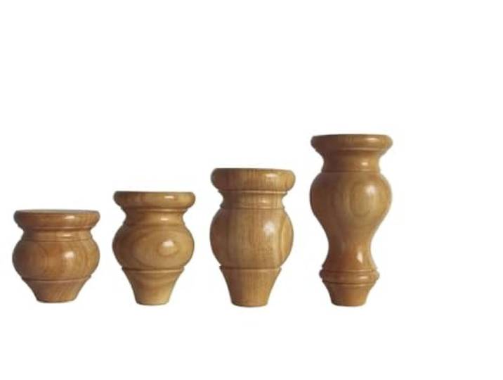 MKYYIOED Möbelfüße Holz 4 Stück Massivholz-Brötchenfüße For Bett, Schrank, Kommode, Couch, Sofa(Clear,H12cm)