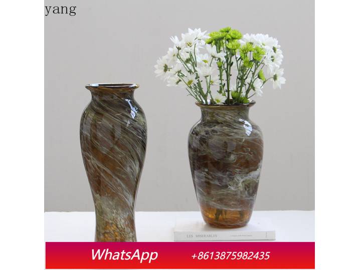 Nouveau vase rétro chinois en céramique vernissée, ornement artistique haut de gamme pour table à manger