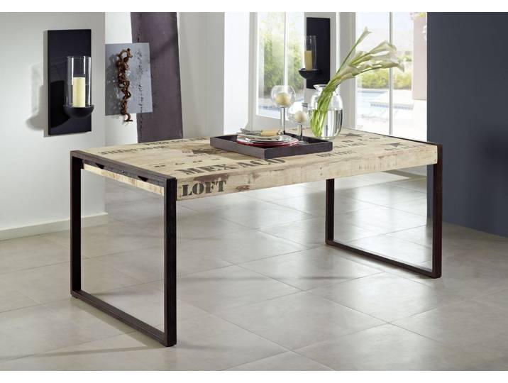 Esstisch Mango 140x90x76 natur bedruckt FACTORY #115