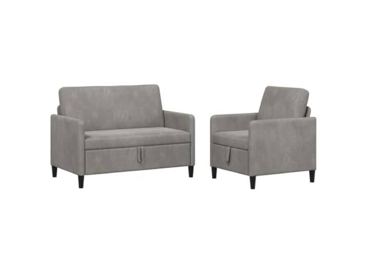 Makastle Sofa Couch mit Stauraum 2er Set Hellgrau Polyester