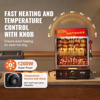 Uplifted Goods Two Tier Electric Hot Dog Steamer With Bun Warmer 37 L