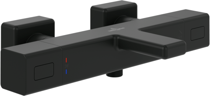 Villeroy und Boch Villeroy & Boch Universal Taps & Fittings Wannen-Thermostat TVT000002000K5 eckig, verstellbarer Strahlregler, Wandmontage, matt black