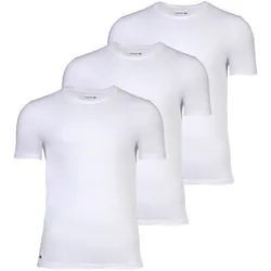 LACOSTE Herren T-Shirts, 3er Pack - Essentials, Rundhals, Slim Fit, Baumwolle, einfarbig Weiß / S