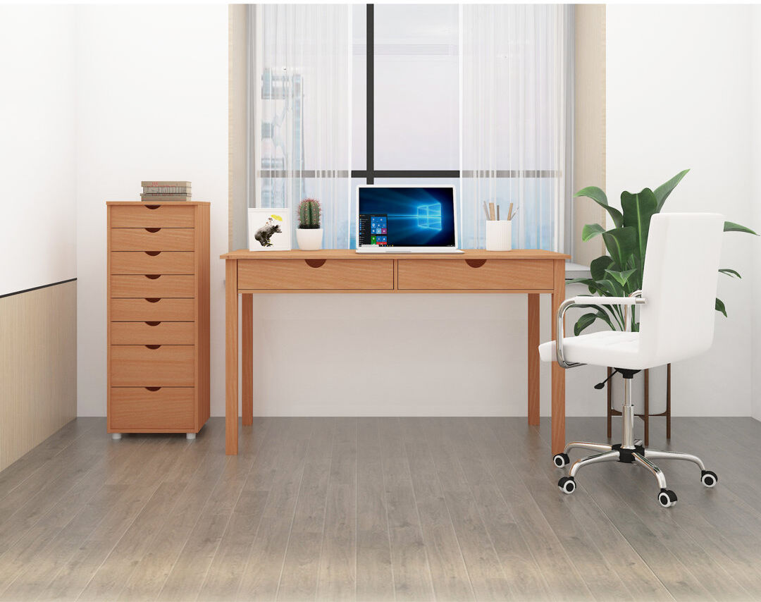 Norden Home Waddell Solid Wood Solid Wood Writing Desk Oak/Oak 80cm H x 140cm W x 60cm D