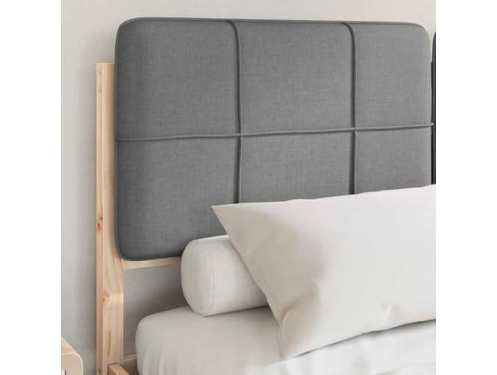 KTHLBRH Bett mit Kopfteil, beschichtet, Hellgrau, 140 x 190 cm Massives Kiefernholz, stabile Konstruktion, gepolstertes Kopfteil mit waschbarem Bezug, Lattenrost ohne Lattenrost