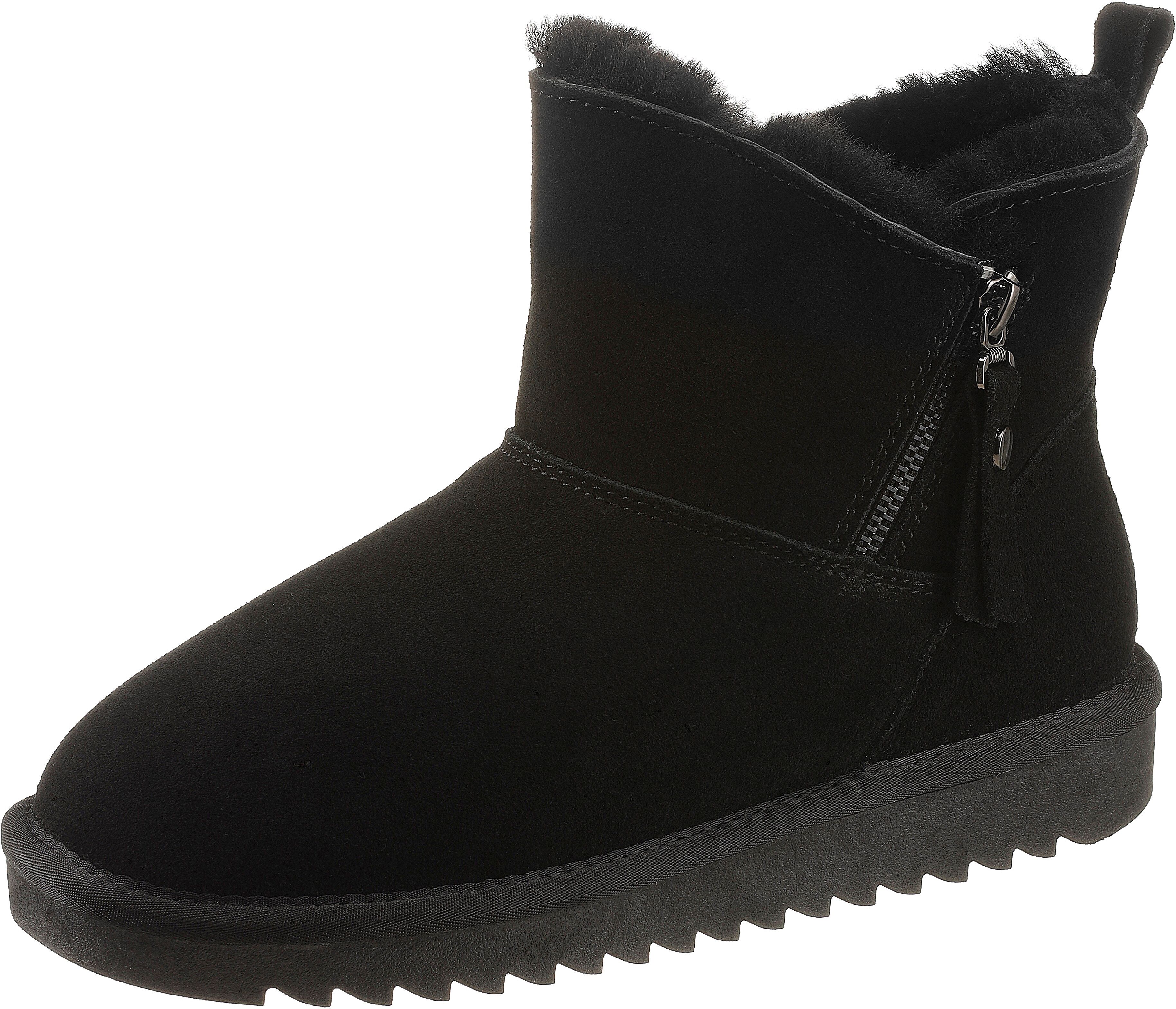 Winterboots ARA "ALASKA Short Zip", Damen, Gr. 37, Lammfell, schwarz (schwarz short zip), Lammfell, Veloursleder, unifarben, Schuhe Winterboots, Stiefel aus echtem Lammfell, G-Weite (weit) schwarz short zip 37, Lammfell